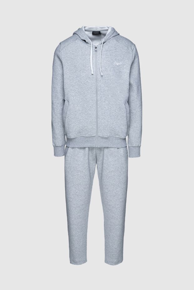 Ermenegildo Zegna контрастты баумен капюшоны бар сұр спорттық костюм, ерлерге арналған 156210 - фото 1