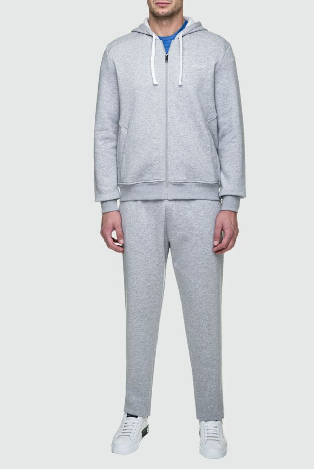 Ermenegildo Zegna контрастты баумен капюшоны бар сұр спорттық костюм, ерлерге арналған 156210 - фото 2