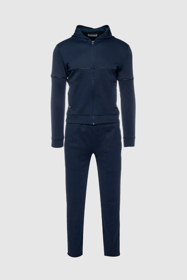 Corneliani костюм спортивный темно-синий с капюшоном декорированный контрастной окантовкой мужской 156290 - фото 1