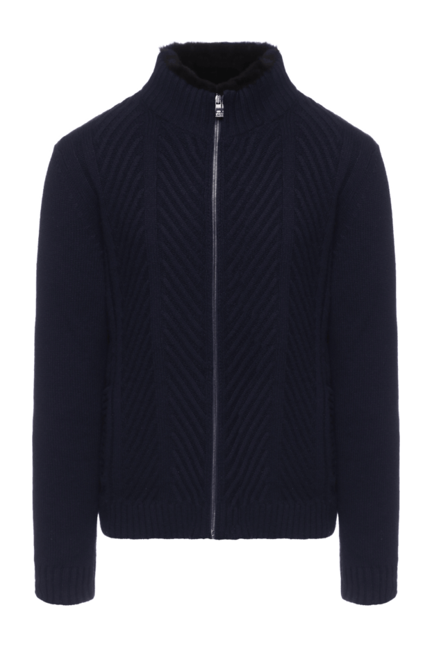 Corneliani ерлерге арналған кашемир және үлбірден жасалған көк түсті кардиган 156291 - фото 1