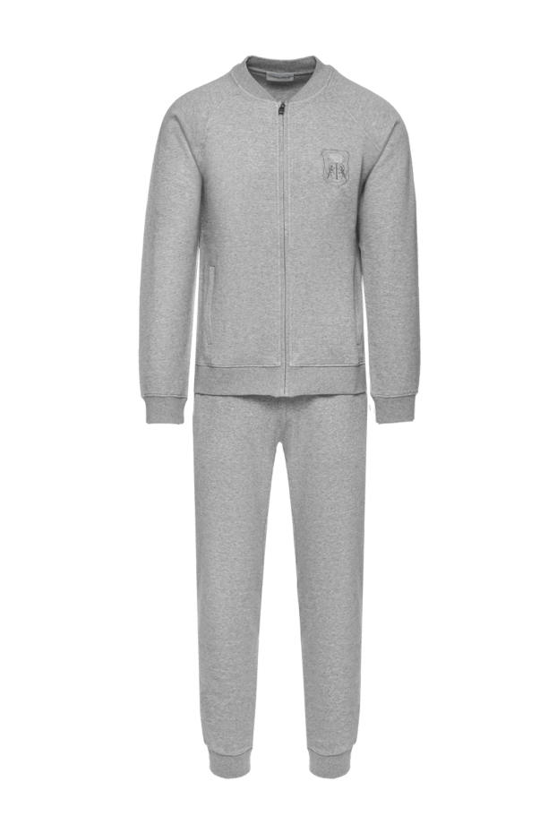 Corneliani костюм спортивный серый с худи-бомбером и вышитым логотипом мужской 156292 - фото 1