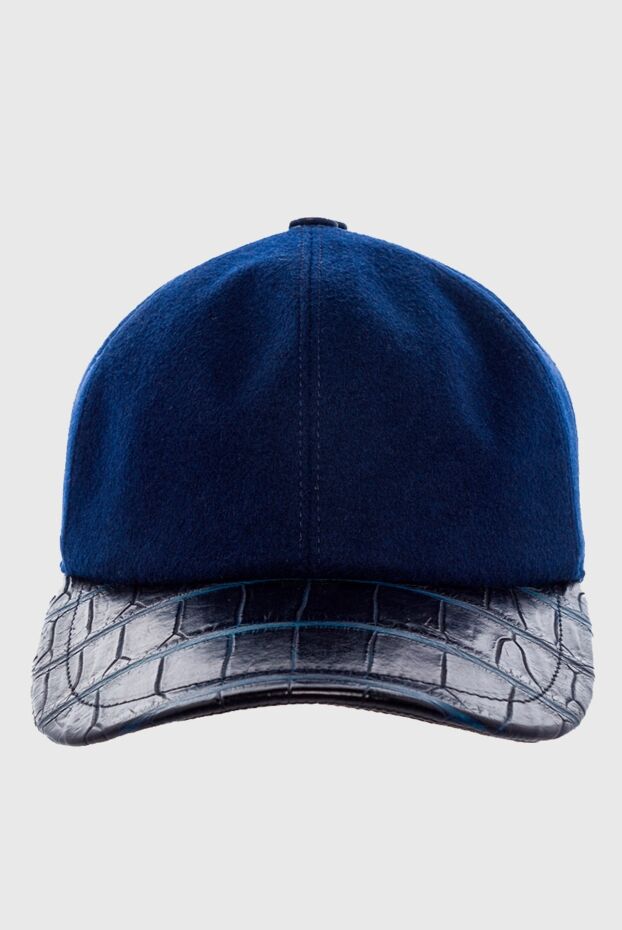 Cesare di Napoli cashmere cap with alligator leather visor bright blue for men 156346 - photo 1