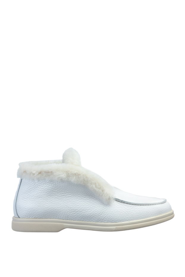 Cesare di Napoli loafers women's leather with fur white 156364 - photo 1