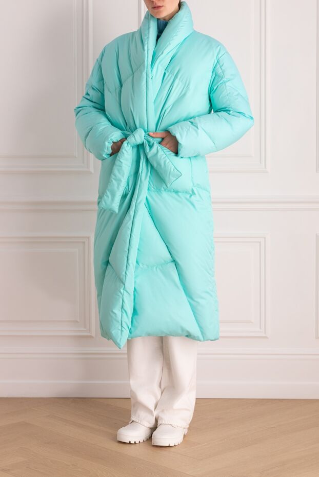 Khrisjoy long mint down jacket with dressing gown cut and belt
156471 - photo 2