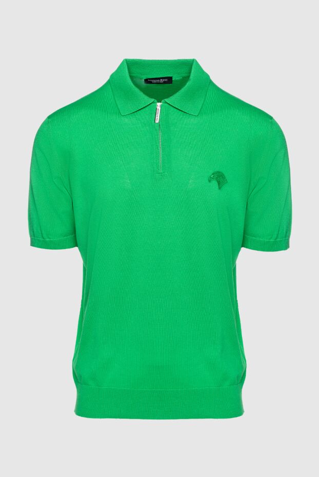 Bright green polo shirt made of thin jersey with a zip - photo 1