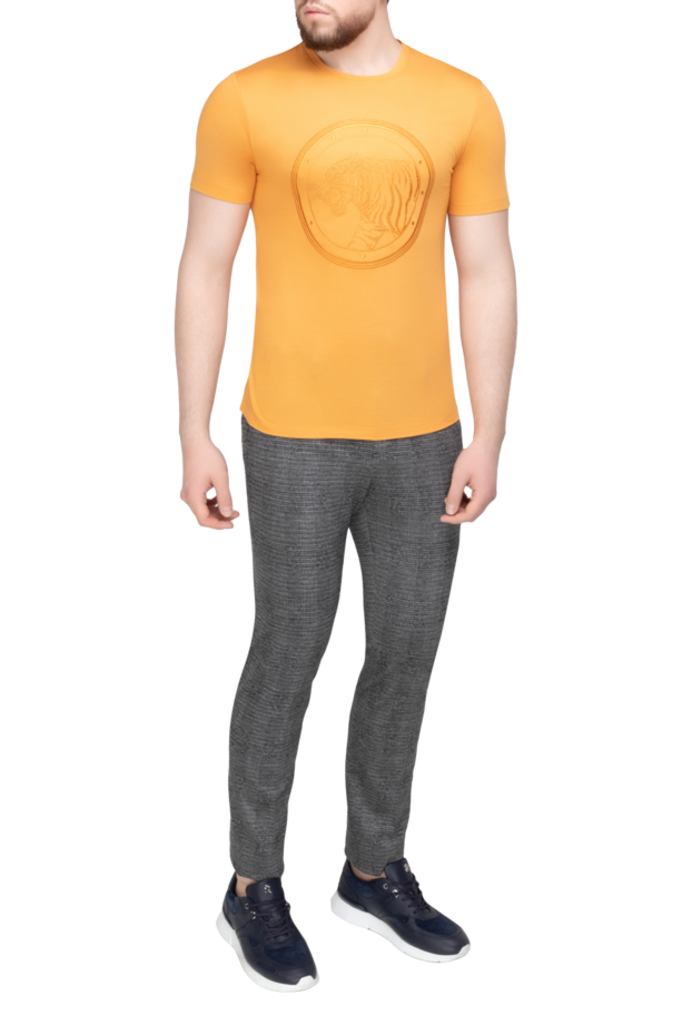 Футболка из хлопка и модала оранжевая мужская - фото 2