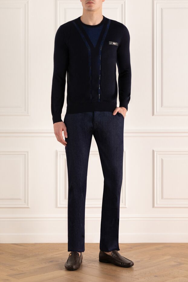 Zilli blue jumper with contrast pattern for men 157363 - photo 2