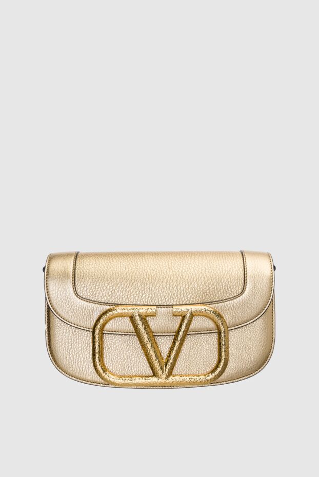 Valentino бұзау терісінен жасалған кішкентай әйелдер сөмкесі алтын 157592 - фото 1