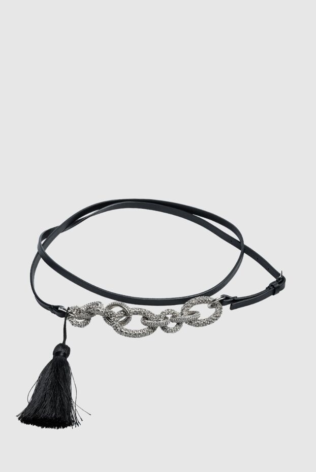 Ermanno Scervino ремень женский из чёрной кожи с цепочкой из страз и декоративной кистью
157624 - фото 1