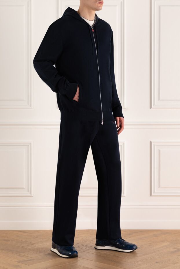 Kiton костюм спортивный темно-синий с капюшоном мужской 157684 - фото 3
