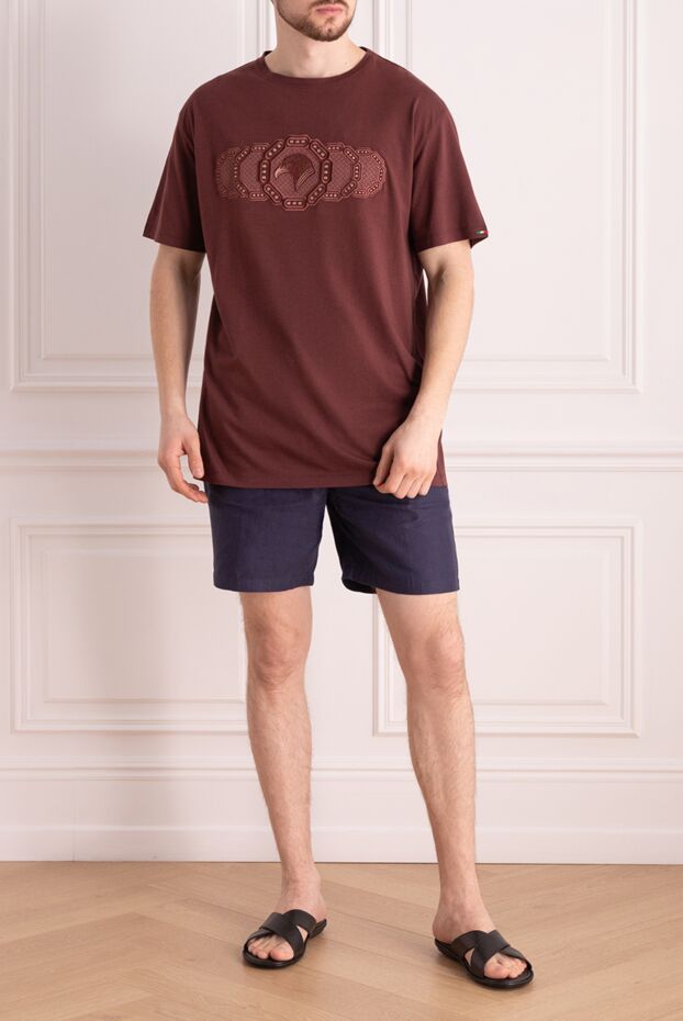 Stefano Ricci brown cotton and modal t-shirt with a decorative chain and embossed logo 157702 - photo 2