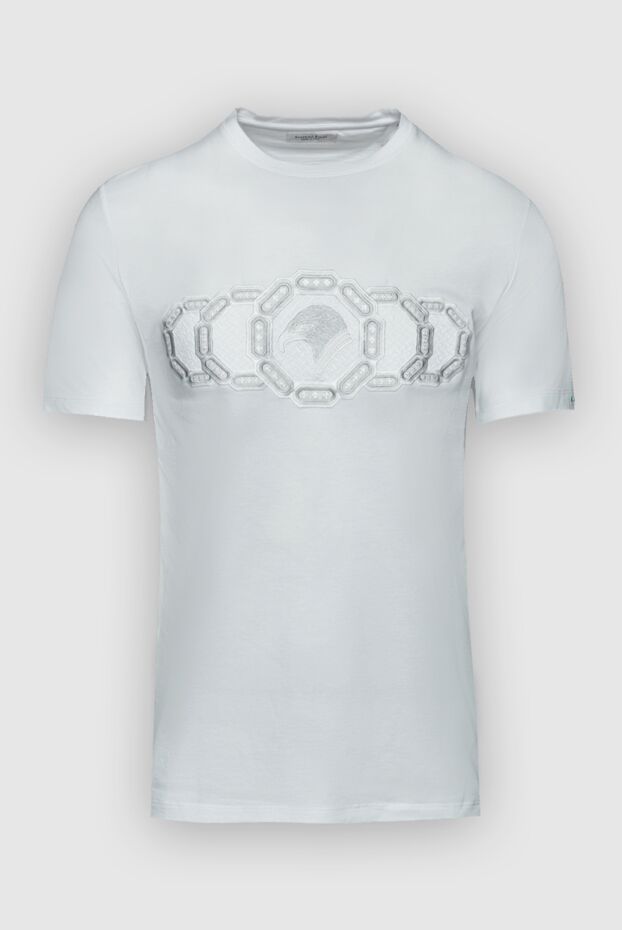 Stefano Ricci light-colored cotton and modal t-shirt with a textured logo on the chest 157706 - photo 1