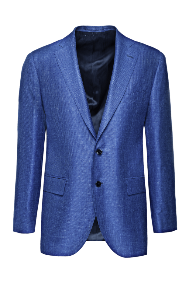 Lubiam plain blue jacket made of summer fabric with the addition of silk and linen 157876 - photo 1