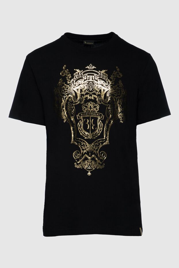 Billionaire a luxurious black t-shirt with a large baroque coat of arms embossed in gold 157888 - photo 1