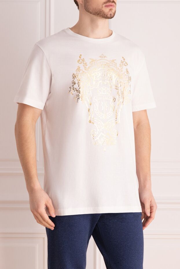 Billionaire white cotton t-shirt with luxurious coat of arms in gold

 157889 - photo 3