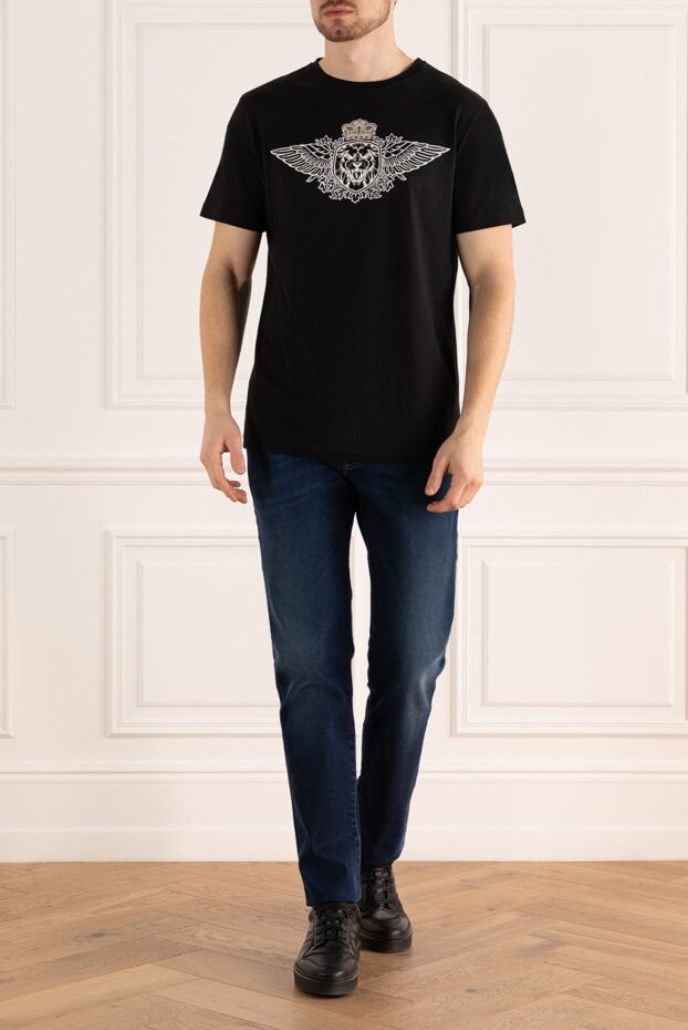 Billionaire men's black cotton jersey t-shirt with winged heraldic print 157891 - photo 2