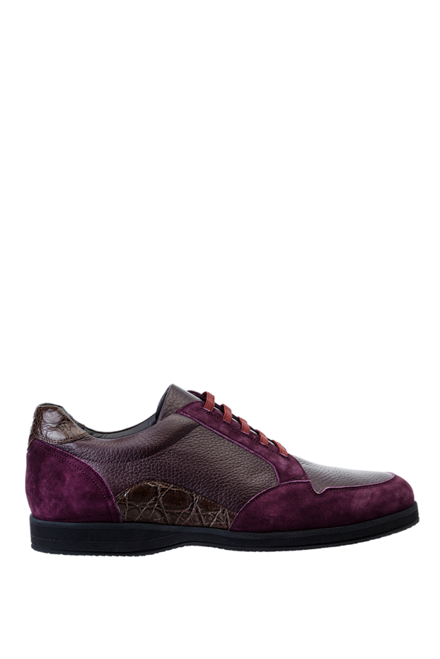 Bontoni men's burgundy sneakers with suede inserts and crocodile leather side insert
157916 - photo 1