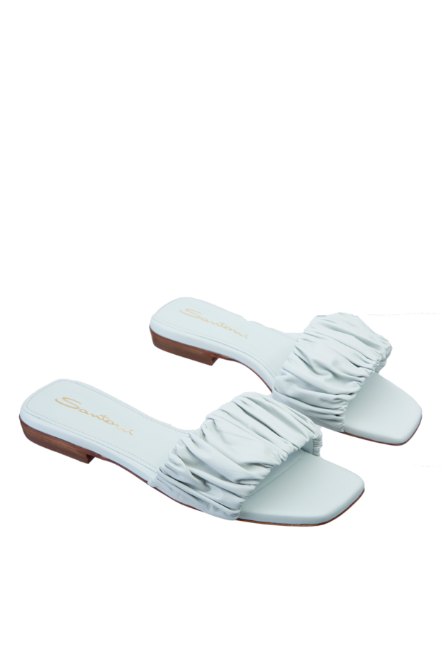 Santoni women's slippers with textured leather, white 157991 - photo 3