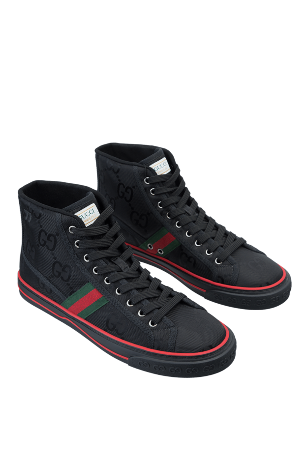 Gucci высокие текстильные кеды с монограммой и полосками web
 158003 - фото 3