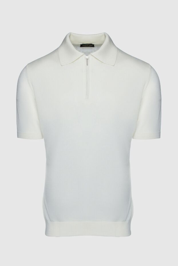 Cesare di Napoli silk knit polo shirt white slim fit men's 158066 - photo 1