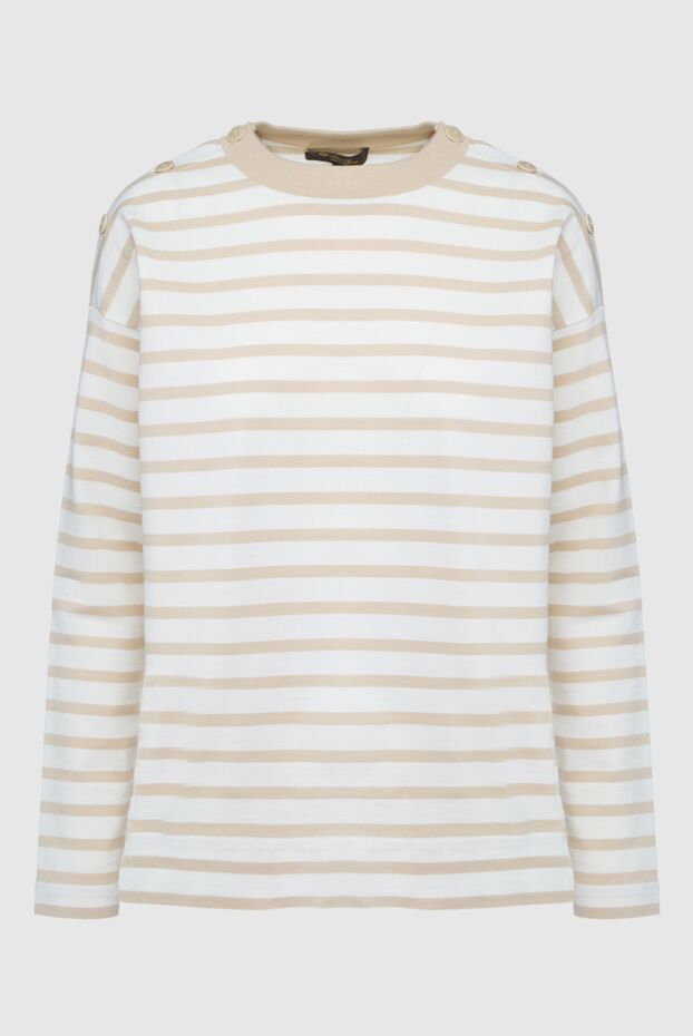 Loro Piana white women’s cotton jumper with stripes and buttons on the shoulders 158545 - photo 1