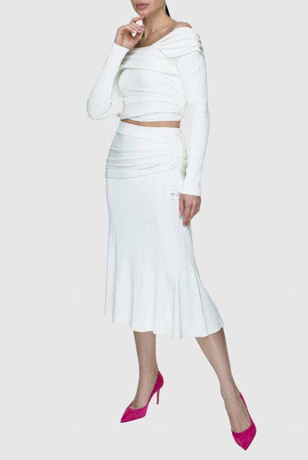Herve Leger костюм с юбкой из вискозы и полиэстера белый женский 158581 - фото 2