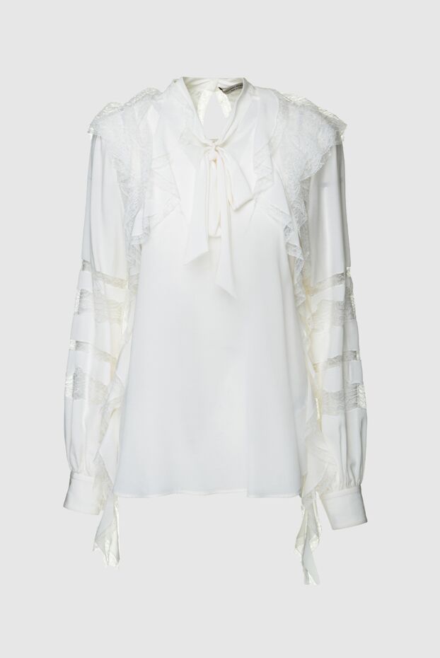 Ermanno Scervino блуза женская шелковая с рюшами белая 158702 - фото 1