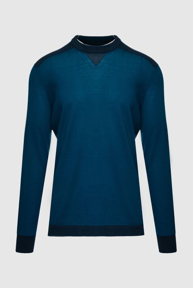 Stefano Ricci blue cashmere jumper with contrasting elbow pads 158743 - photo 1