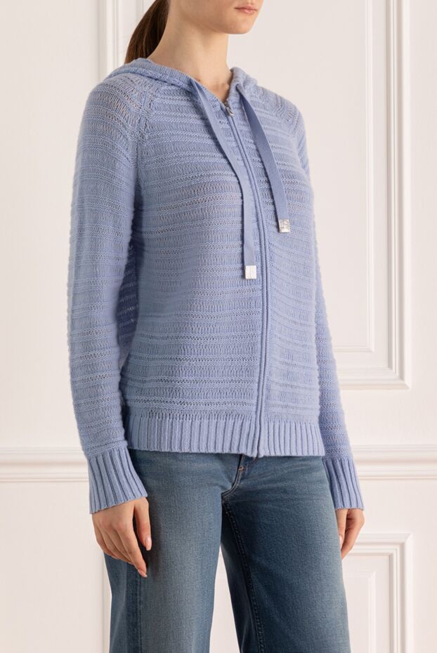 Max&Moi cashmere cardigan with hood and textured knit in soft blue shade
 158856 - photo 3