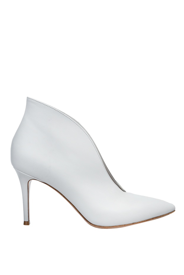 Gianvito Rossi women's leather ankle boots with a long toe and v-shaped cutout, white 158920 - photo 1
