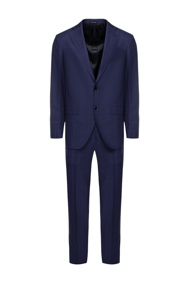 Sartoria Latorre костюм шерстяной синий в структурную клетку мужской 158925 - фото 1