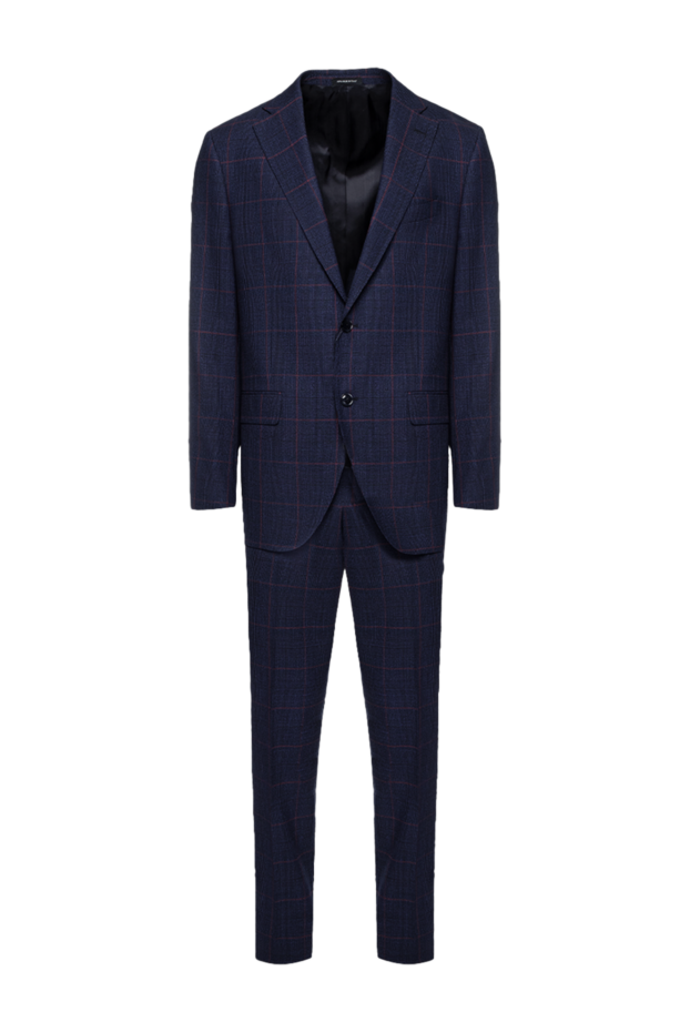Sartoria Latorre костюм шерстяной синий в контрастную структурную клетку мужской 158926 - фото 1