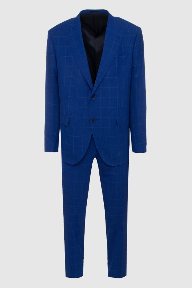 Sartoria Latorre wool deep blue suit in contrast check men's 158935 - photo 1