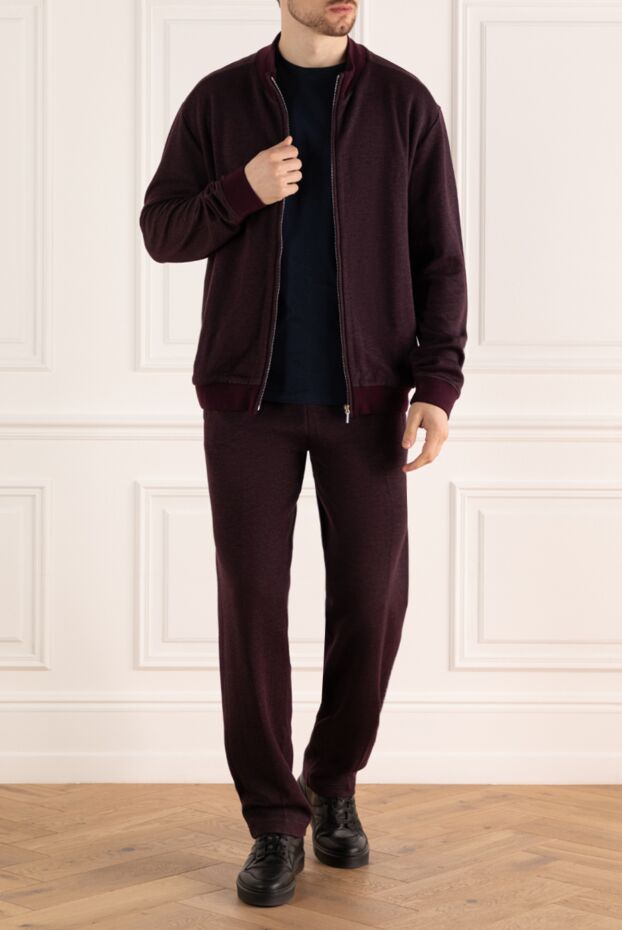 Cesare di Napoli men’s burgundy cotton tracksuit with stand-up collar 159033 - photo 2