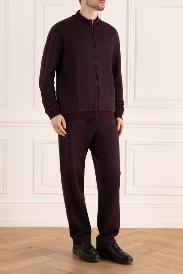 Cesare di Napoli men’s burgundy cotton tracksuit with stand-up collar 159033 - photo 3