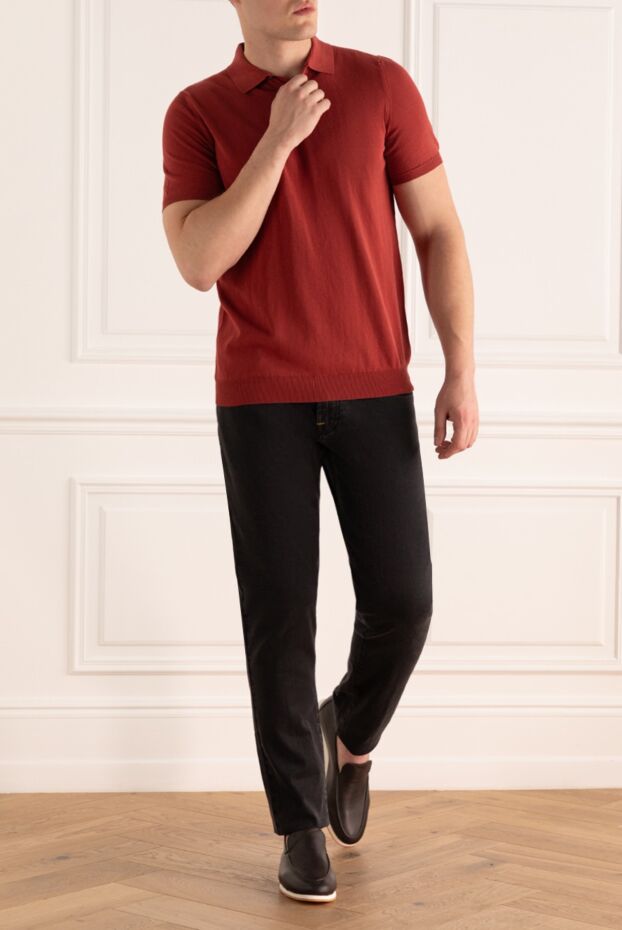 Dalmine cotton polo in rich terracotta with button placket
 159146 - photo 2