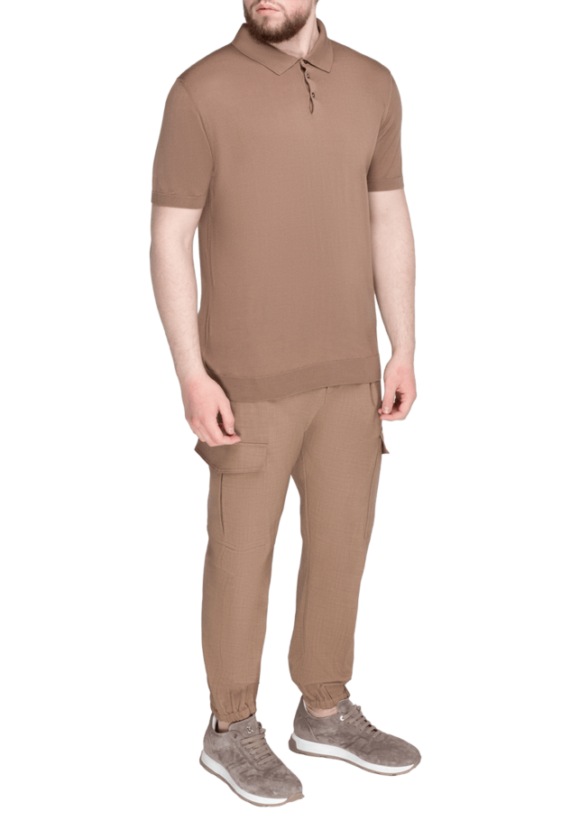 Dalmine brown silk polo for men 159167 - photo 3