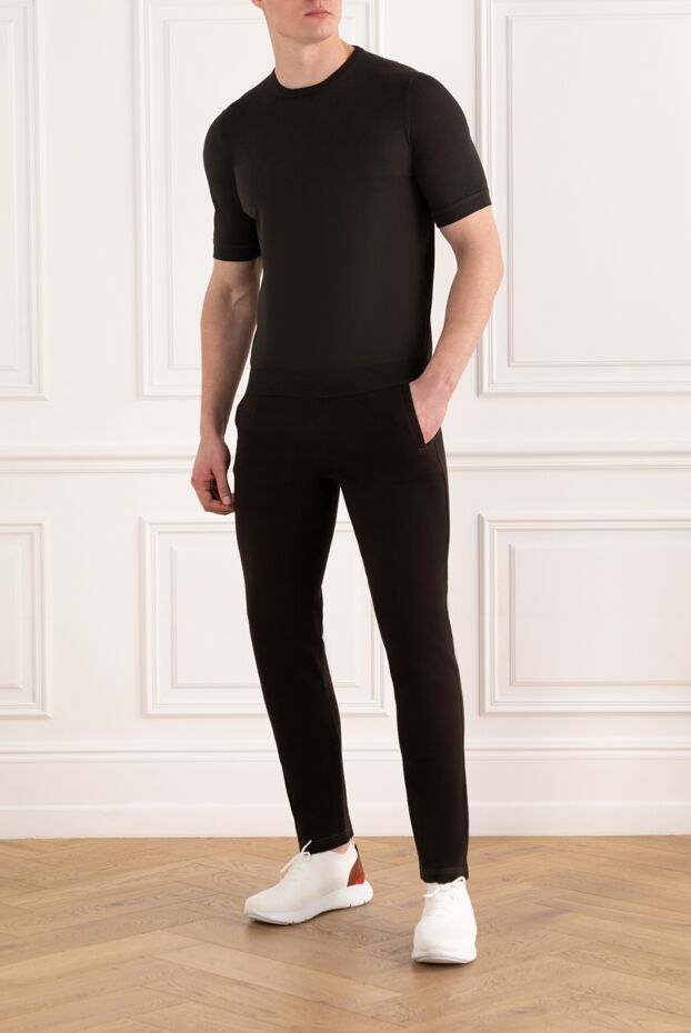 Dalmine solid dark brown cotton short-sleeve jumper for men 159188 - photo 2