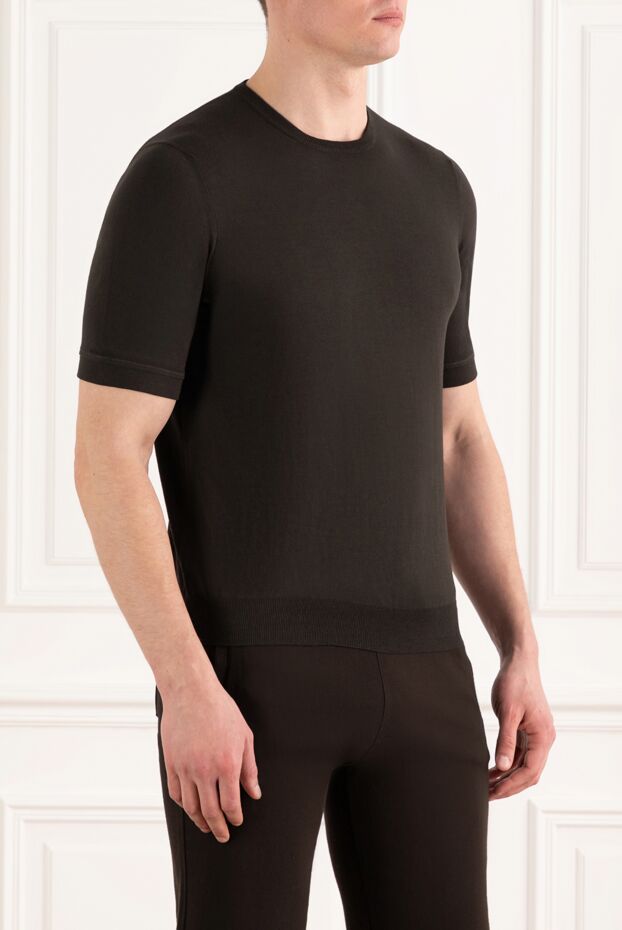 Dalmine solid dark brown cotton short-sleeve jumper for men 159188 - photo 3