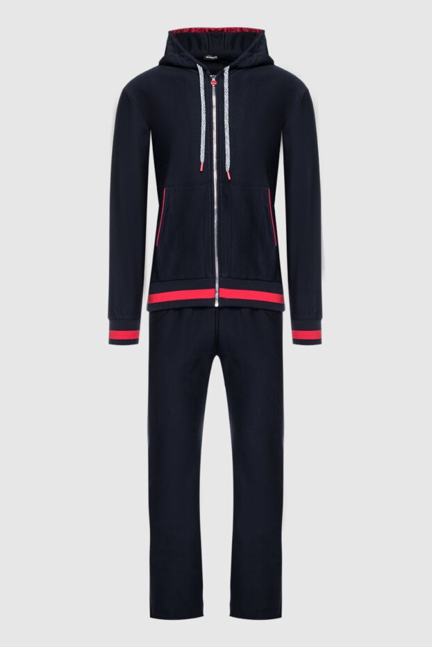 Kiton костюм спортивный темно-синий с капюшоном и контрастной отделкой мужской 159339 - фото 1