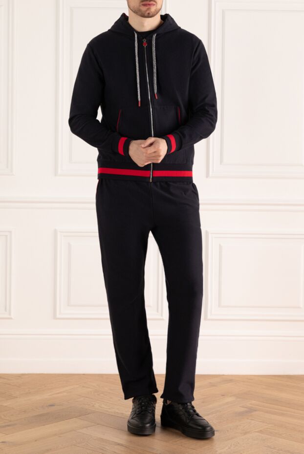 Kiton костюм спортивный темно-синий с капюшоном и контрастной отделкой мужской 159339 - фото 2