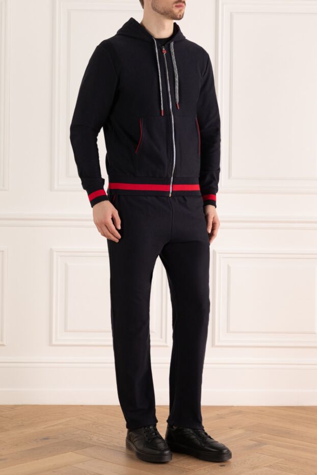 Kiton костюм спортивный темно-синий с капюшоном и контрастной отделкой мужской 159339 - фото 3