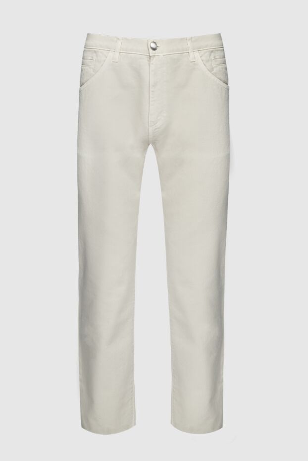 Loro Piana мужские брюки молочного оттенка из хлопка с классической посадкой 159436 - фото 1