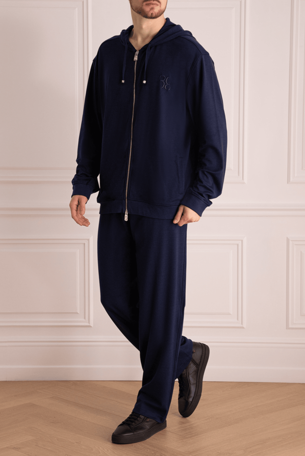 Billionaire men’s blue silk and cotton tracksuit with hood 159545 - photo 2
