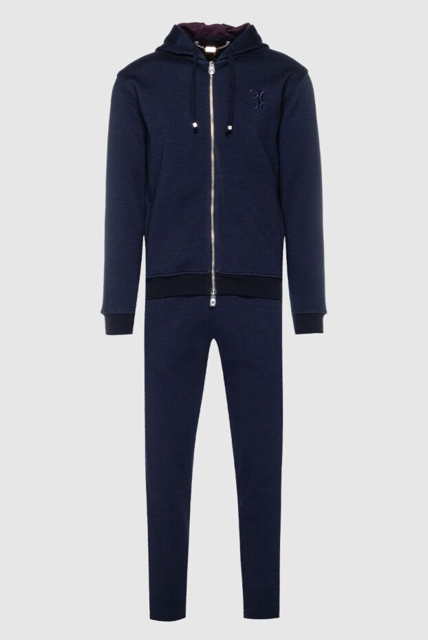 Billionaire men’s dark blue wool tracksuit with hood and embroidered logo 159546 - photo 1