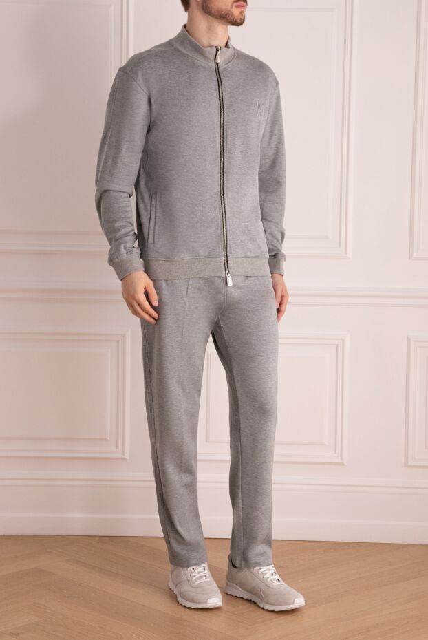 Billionaire men’s grey silk tracksuit with stand-up collar 159547 - photo 3