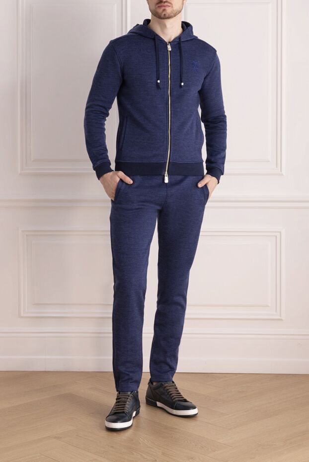 Billionaire men’s blue wool tracksuit with hood and embroidered logo 159548 - photo 2