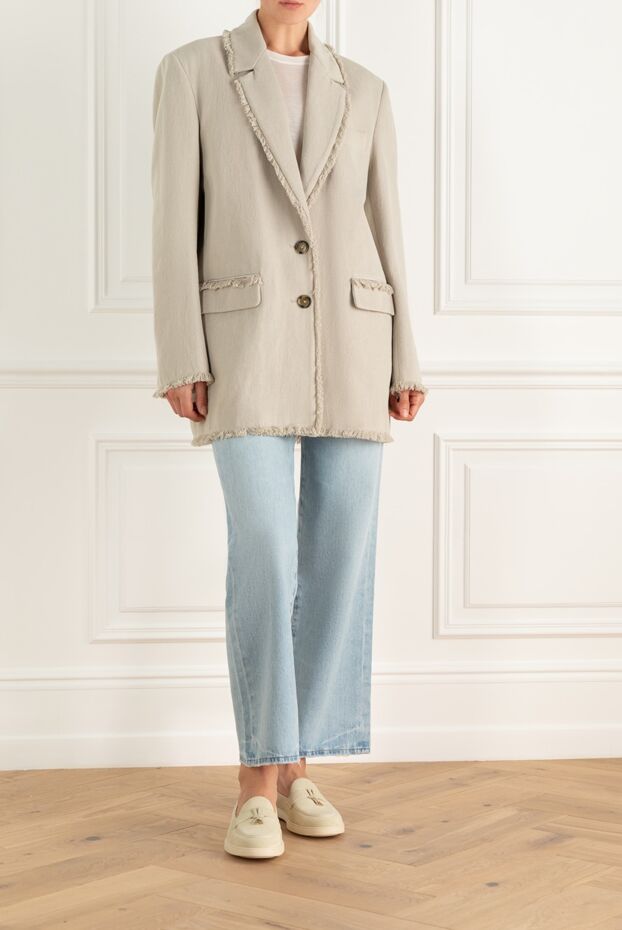 MSGM beige cotton and linen jacket for women 159687 - photo 2