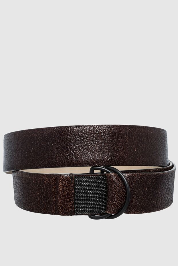 Women's belt brown from textured leather - photo 1