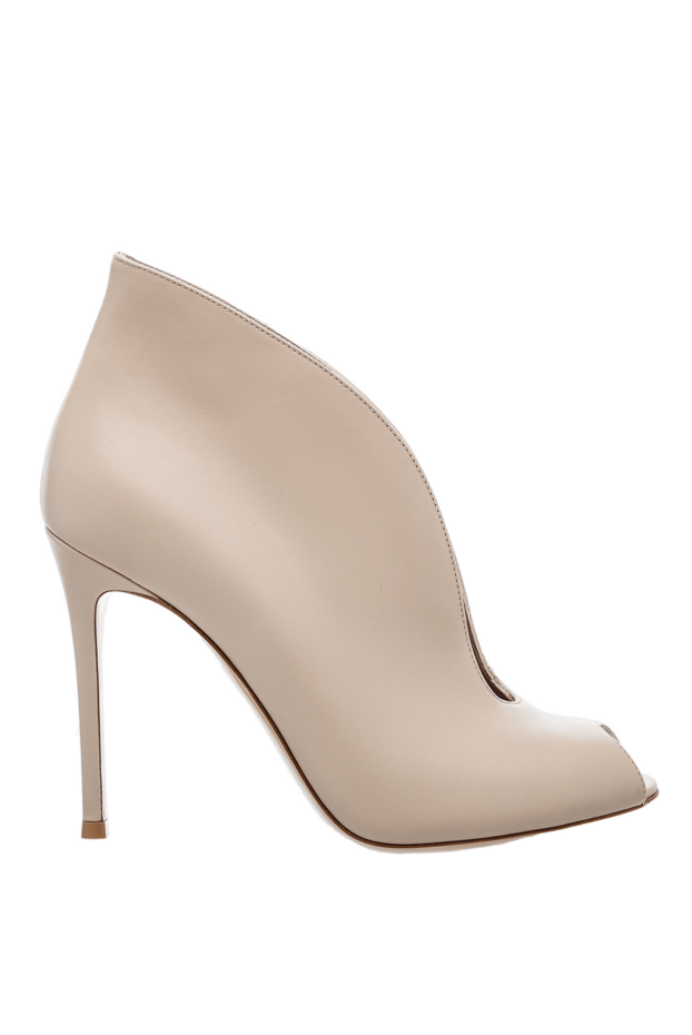 Gianvito Rossi ботинки женские кожаные с длинным носком и v-образным вырезом, бежевые 160022 - фото 1